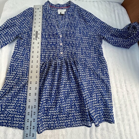 HD Paris Anthropologie Womens Kavari Blue Chevron Blouse Top Size 2 Long Sleeve - Picture 7 of 7
